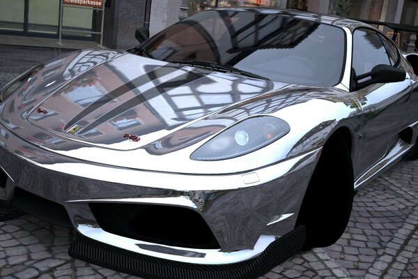 Gran turismo. Chrome-plated car