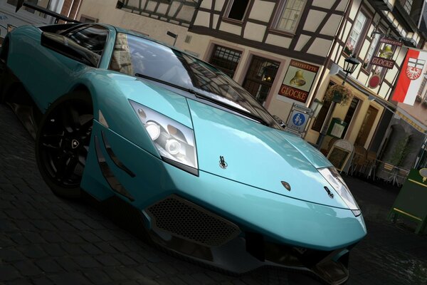 Gran turismo. Voiture de sport bleue