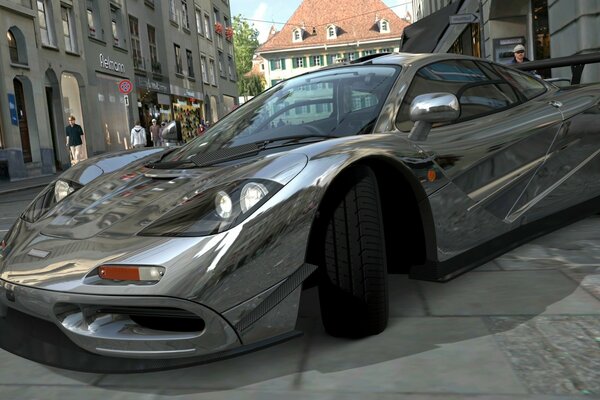 Modelo 3D de carro esportivo cinza