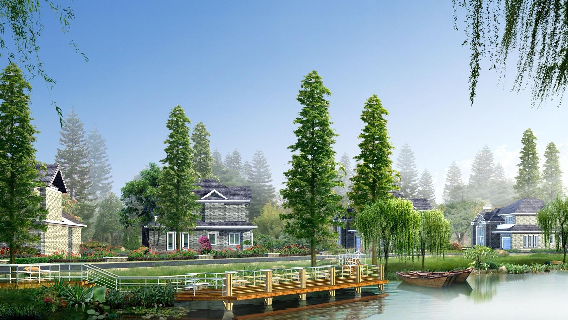 houses and cottages tree water lake summer outdoors nature wood travel park river reflection house pool architecture