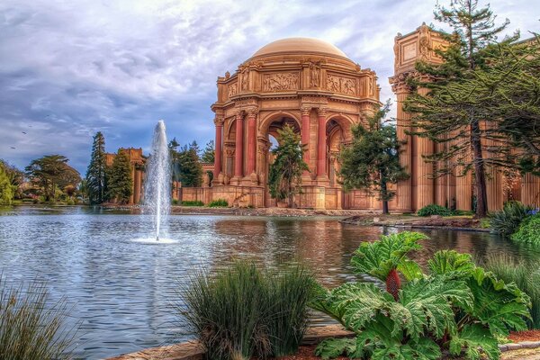 Fountain and ancient architecture outdoors