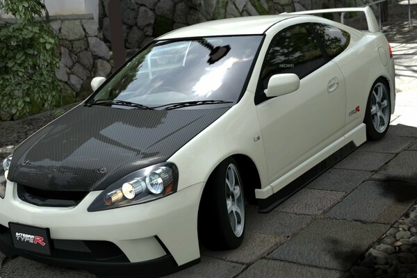 Stylish two-tone car in the shade