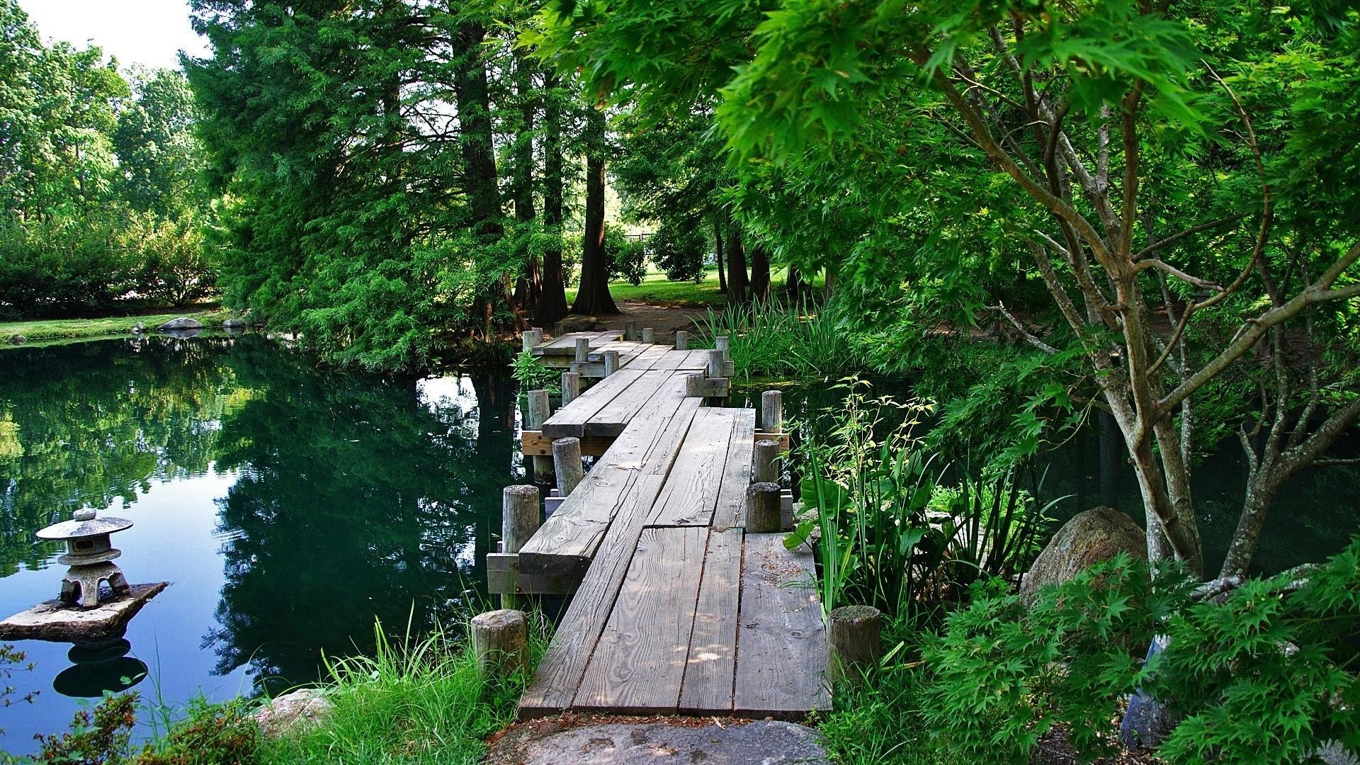 мостик озерцо зелень лето загрузить