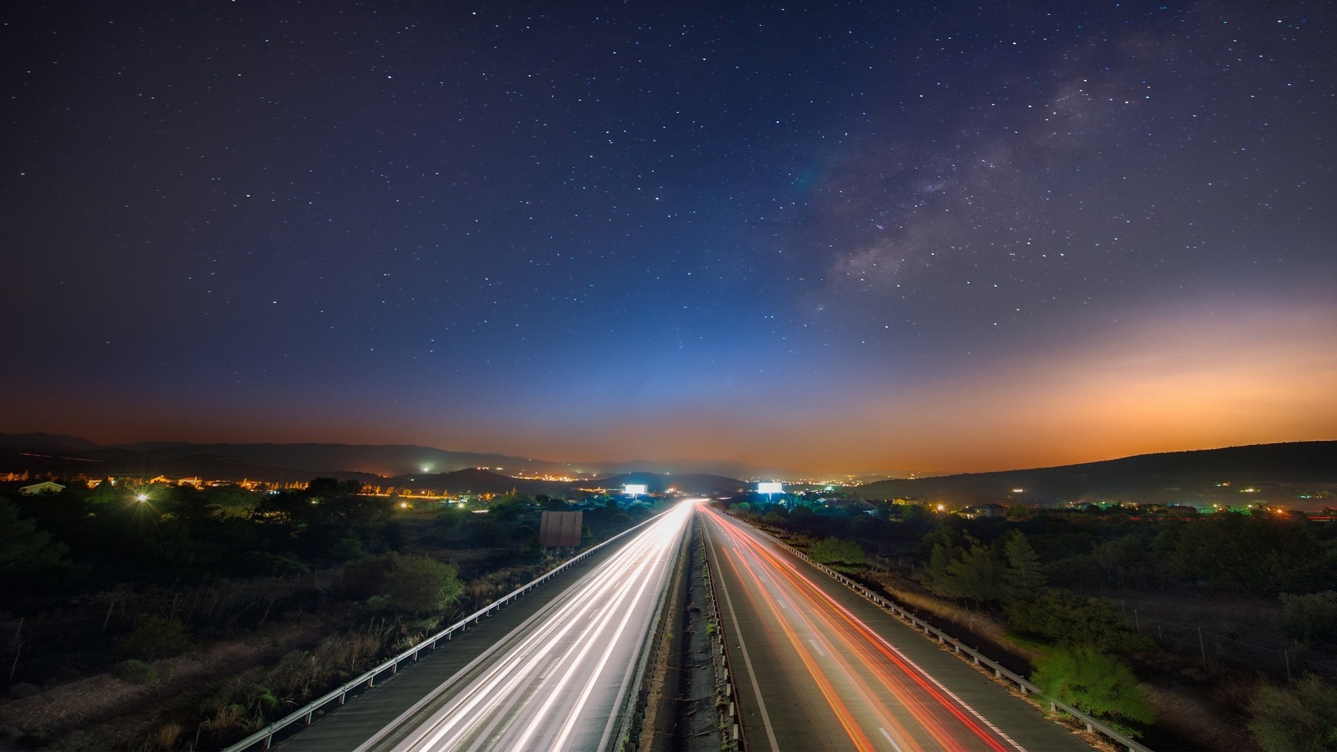 bridges sky moon road travel evening dusk street highway blur transportation system sunset photograph dark astronomy light traffic asphalt long fast