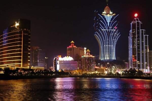 View of the evening city and skyscrapers