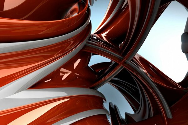 Abstract lines are glossy and twisted in spirals