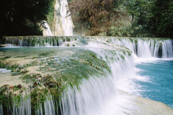 Kaskadierender Wasserfall im Regenwaldgebiet