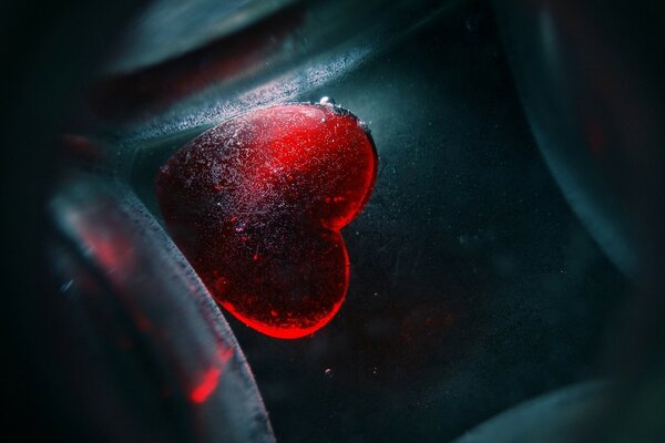 Red heart on a dark background