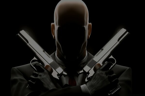 Held Hitman mit Pistolen