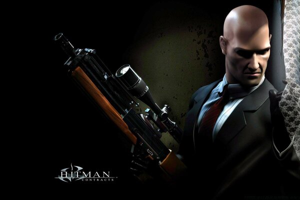 Hitman armado con una pistola para luchar contra los crímenes de la mafia