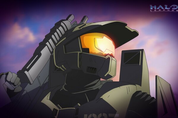 Halo is a fighter with a gun in his hands