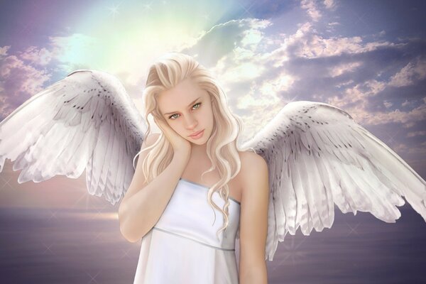 A girl in the role of an angel