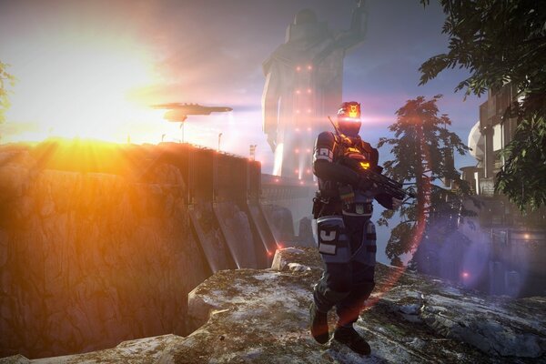 The man at sunset from the game Killzone