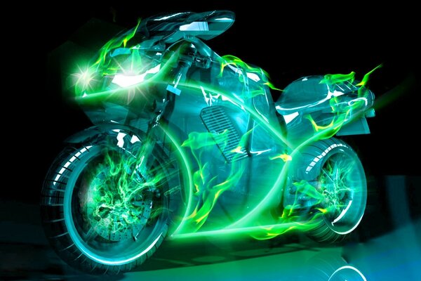 Moto con linee al neon disegnate