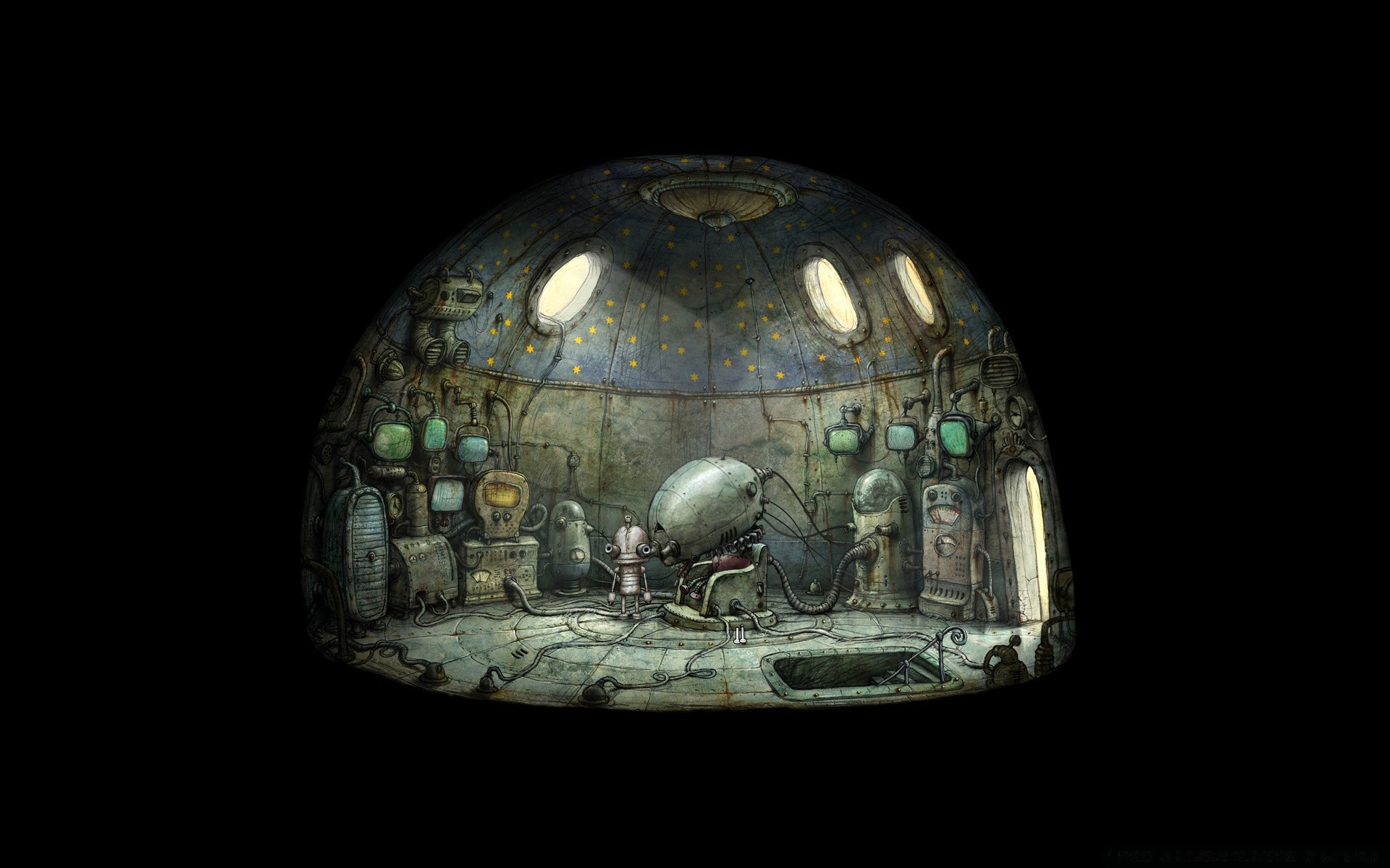 machinarium bureau science lumière sphérique planète conception