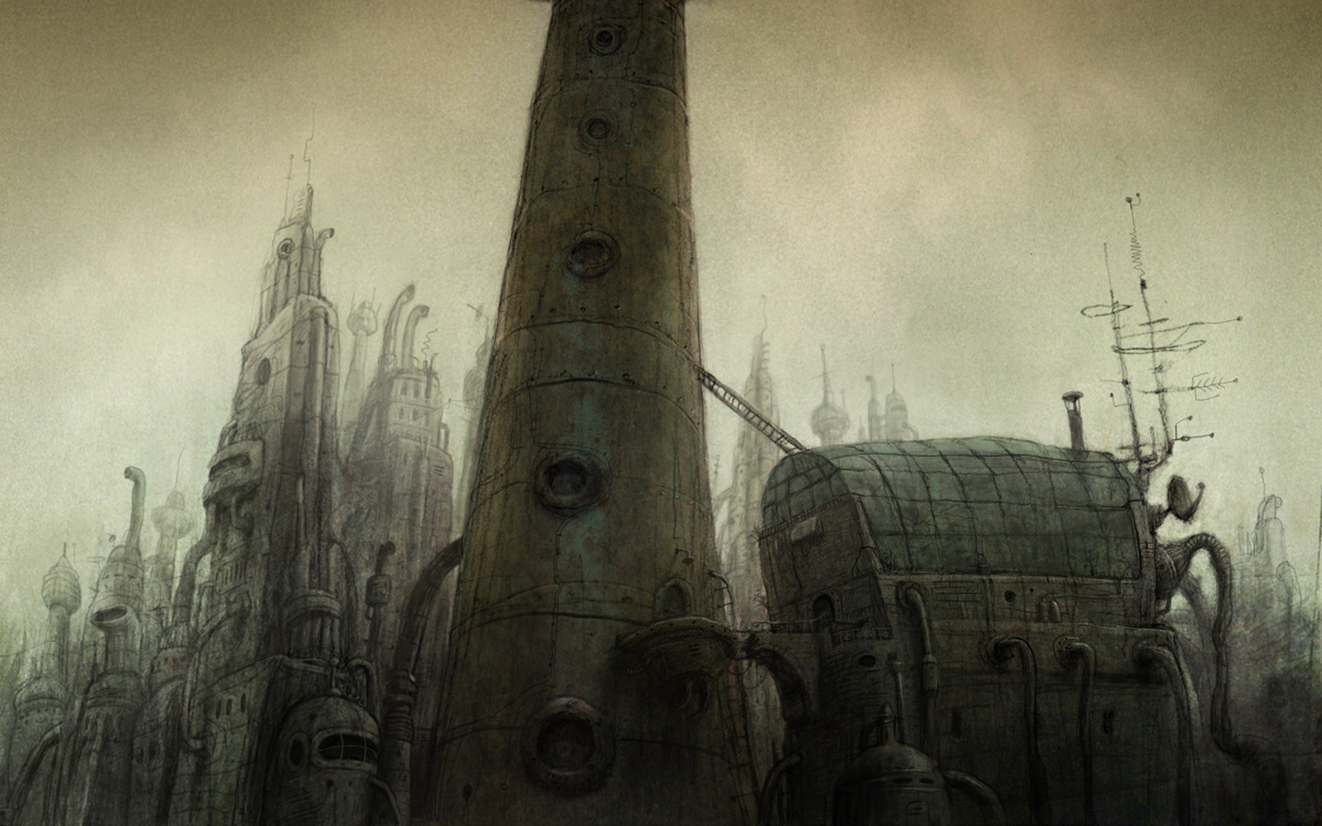 machinarium art old vintage sepia retro