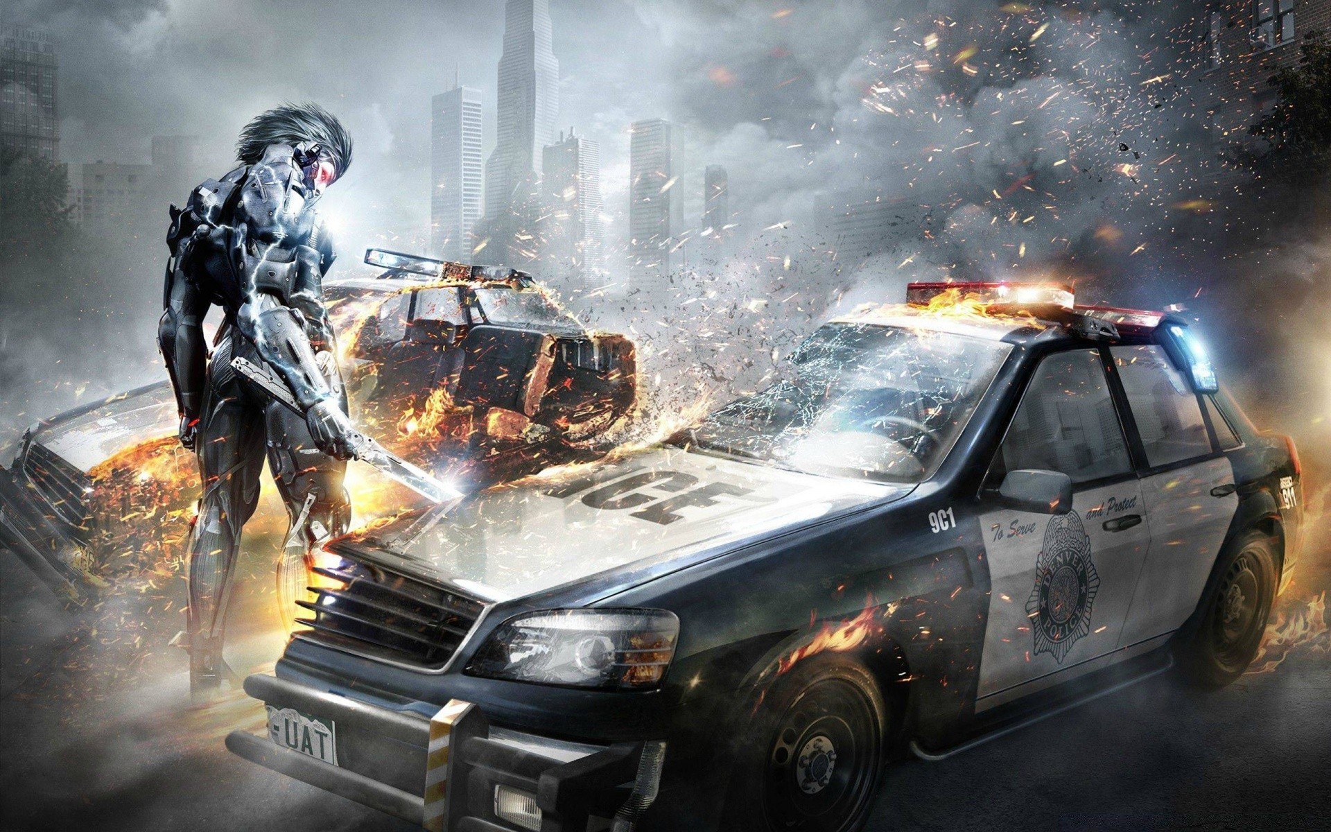 metal gear flame smoke rally vehicle police accident calamity festival battle rebellion action danger bomb explosion car