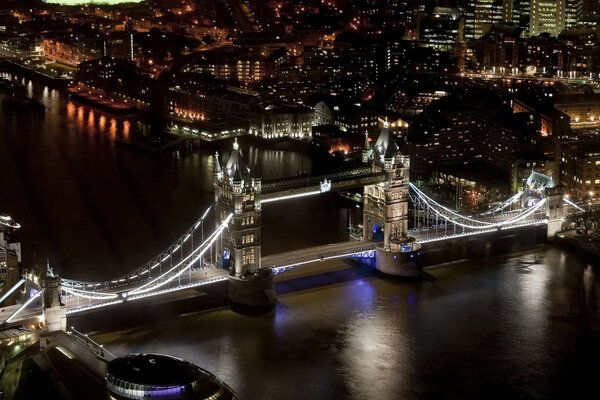 View of the night city from above