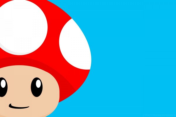 Ilustración con un hongo de Mario en el fondo del Escritorio