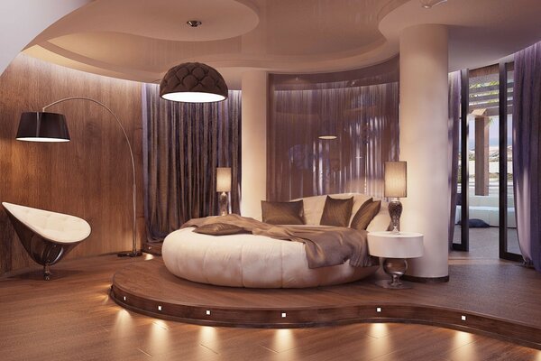 Bedroom design in warm colors