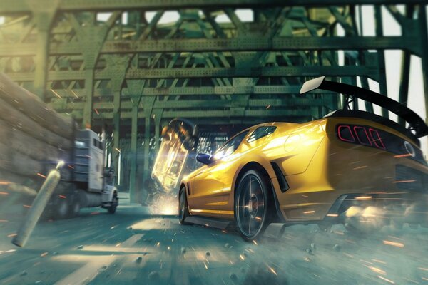 Tokyo Drift yellow sports car