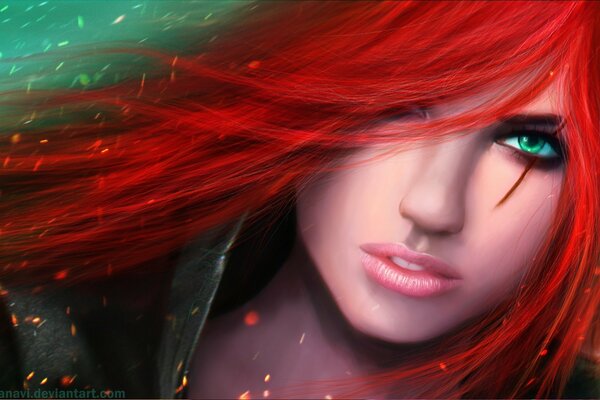 فتاة عصرية من اللعبة مع الشعر الأحمر