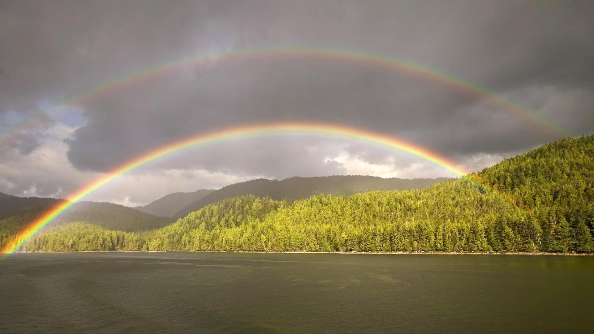 arco-íris paisagem cênica tempo céu árvore lago reflexão cor ambiente água natureza tempestade montanhas rio viagens outono luz chuva