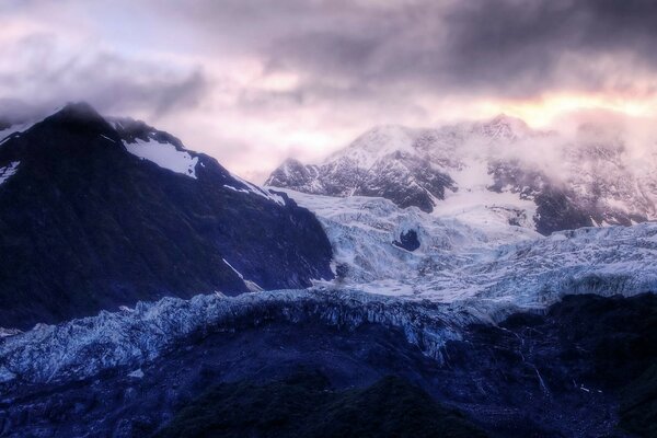 Winter mountains with snow and ice