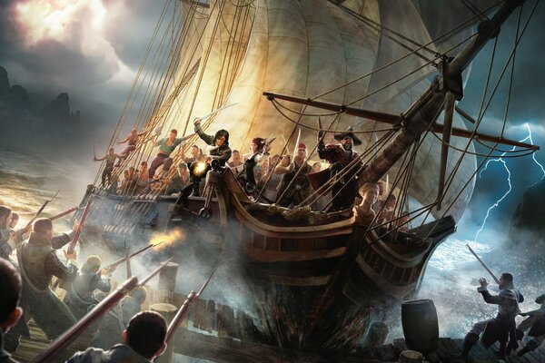 Штурм корабля с пиратами