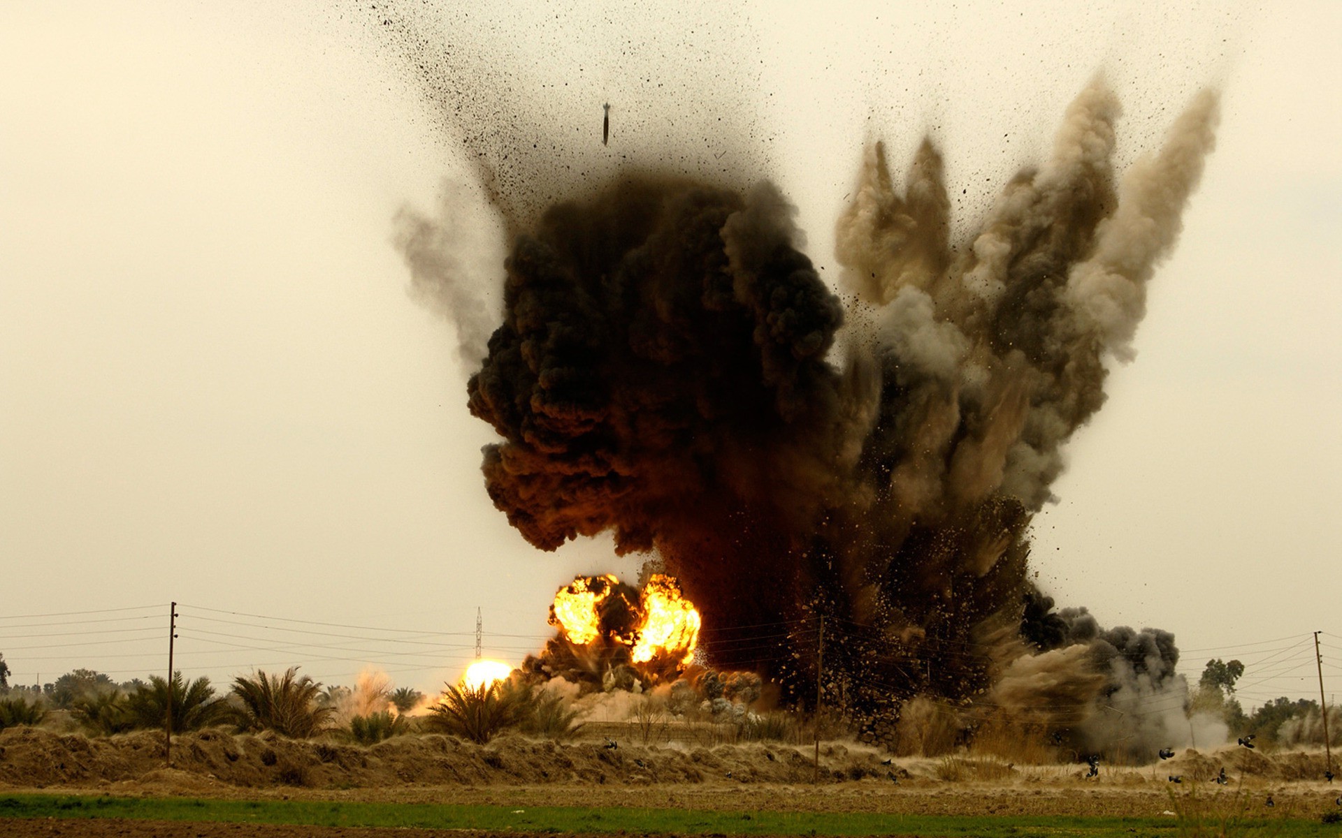 explosions smoke flame calamity landscape outdoors tree nature dawn