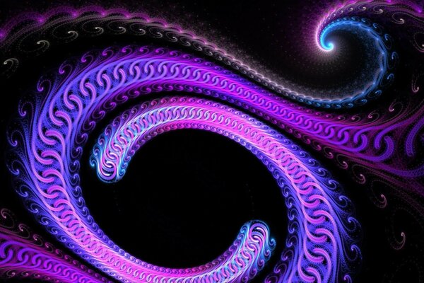 Spirale viola brillante su nero