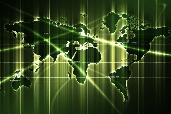 Mapa futurista de la superficie de la tierra en luz verde