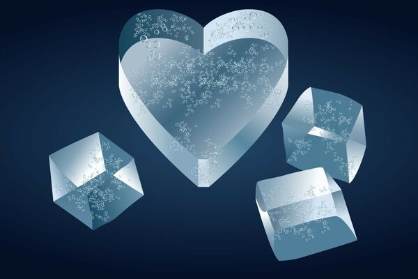 Graphics: heart and prisms made of ice