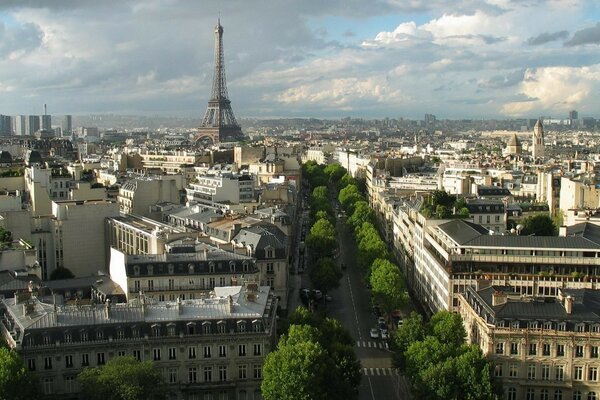 巴黎与埃菲尔铁塔的全景