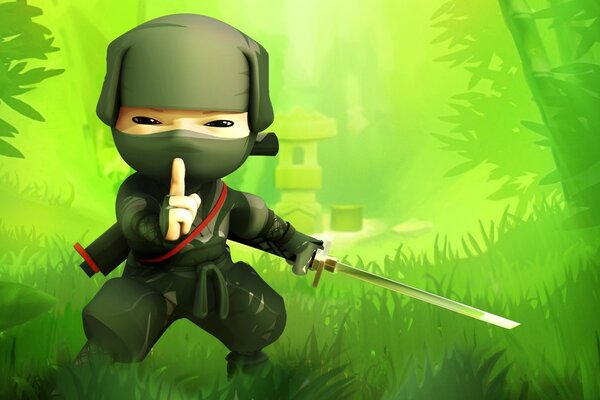 Ninja dans l herbe lui demande de ne pas donner