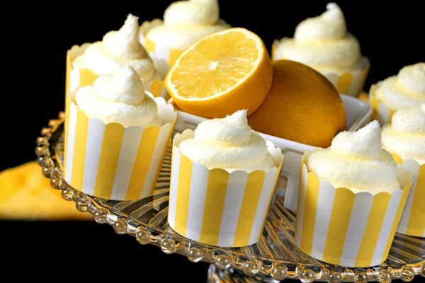 Sweet lemon cream on a tray