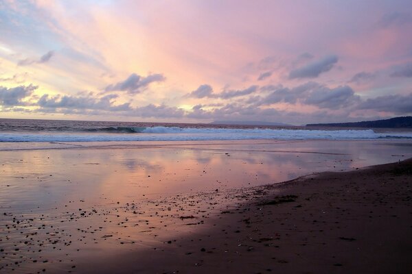 Mer sable coucher de soleil multicolore