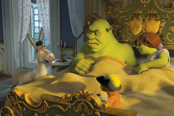 Personagens de desenhos animados Shrek no quarto