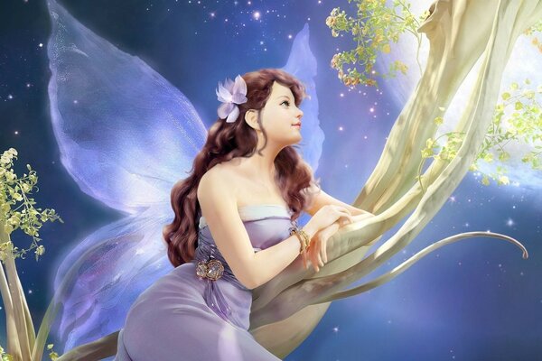 Beautiful fairy woman with wings