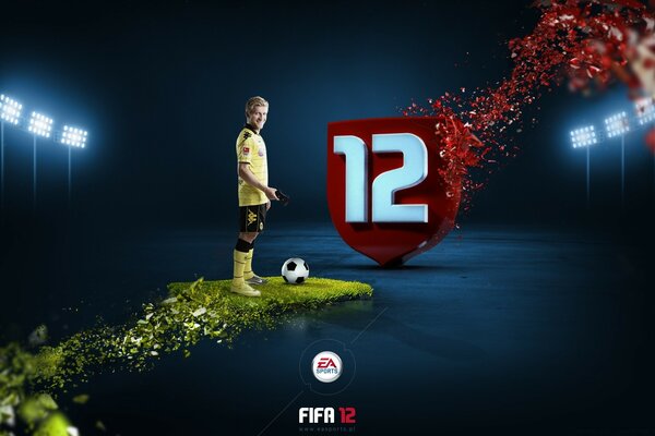 Futbolista con balón de la FIFA 12 en el islote