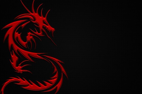 Dragon rouge de la flamme sur fond noir