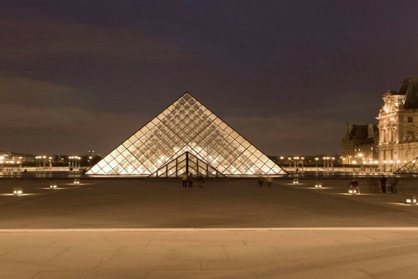 Beautiful architecture glowing pyramid