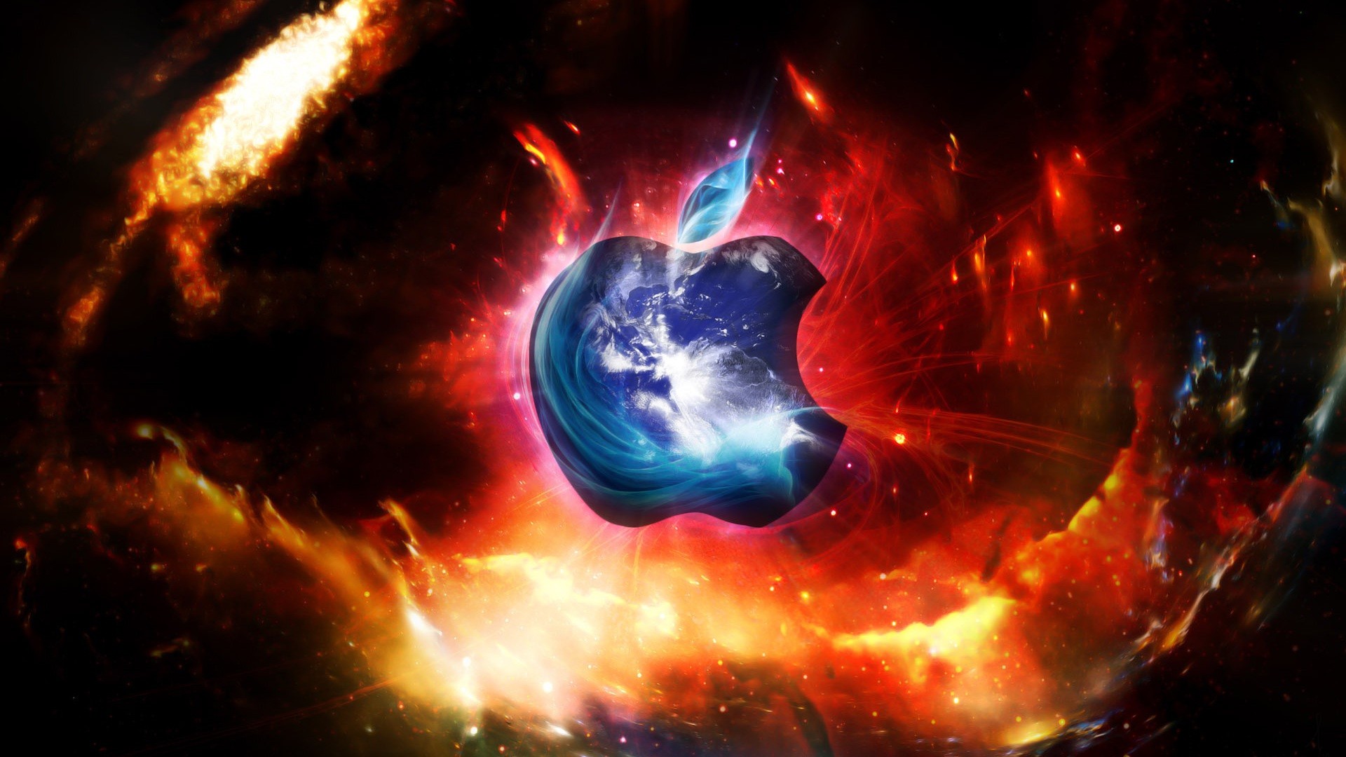 apple astronomia abstrato luz fumaça chama energia surreal luminescência ciência espaço fantasia plasma magia fractal explosão galáxia movimentos