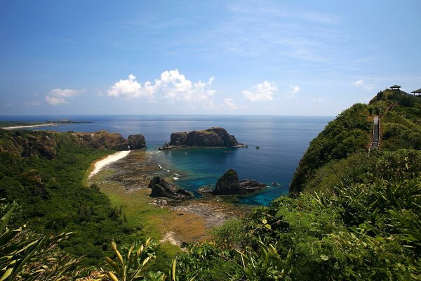 Playa salvaje en el océano