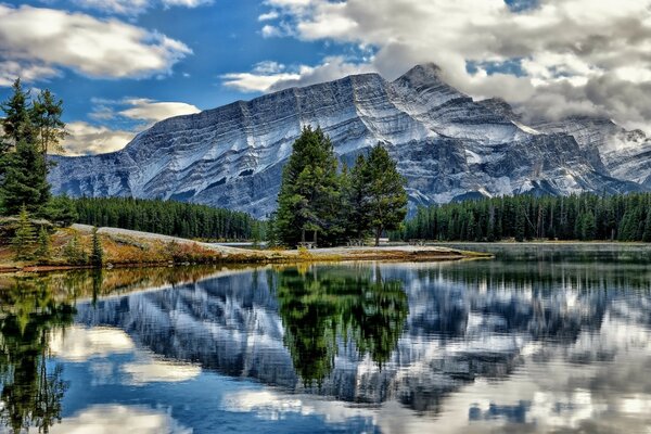 Mountain landscape. Lake in Switzerland