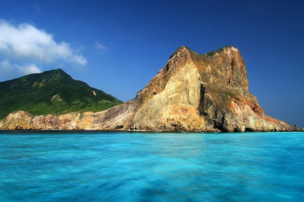 Blue sea mountains clouds