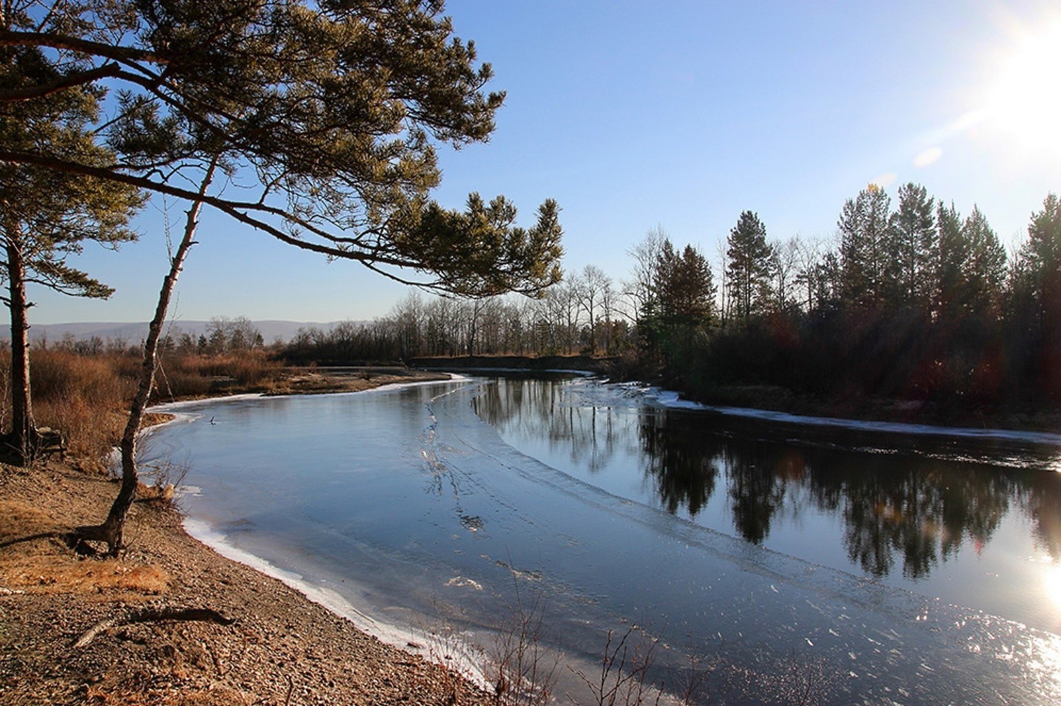 rivers ponds and streams tree water landscape lake nature outdoors wood reflection sky river dawn fall snow park fair weather winter travel