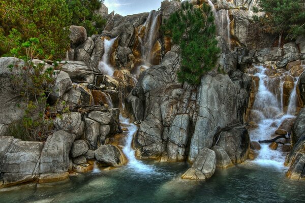 Cold water flowing down from ancient stones