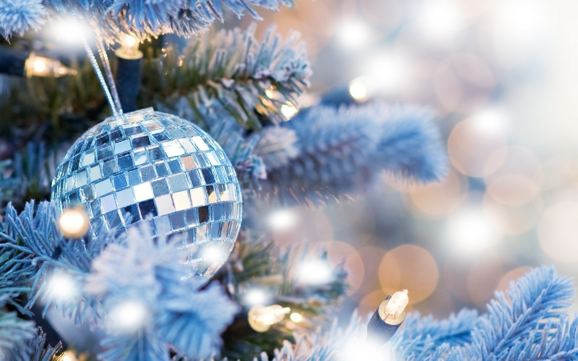 new year christmas winter ball celebration merry shining sphere glisten decoration light thread snow pine bangle tinsel season tree bright eve