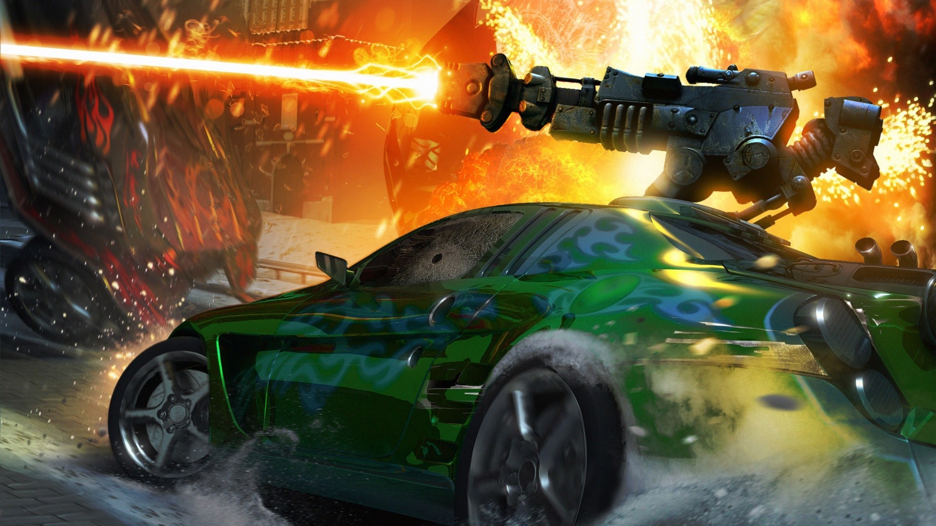 other games flame car vehicle danger power weapon machine smoke transportation system light gun police action